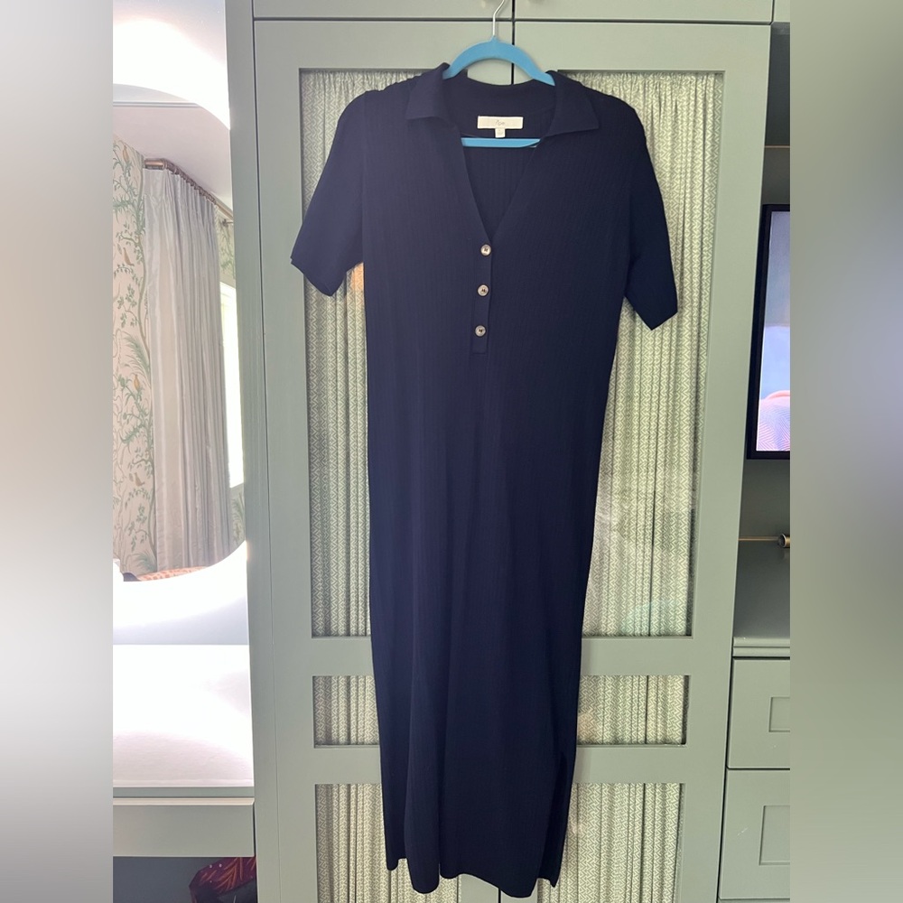 Ripe maternity dress w/ gold buttons, navy, large